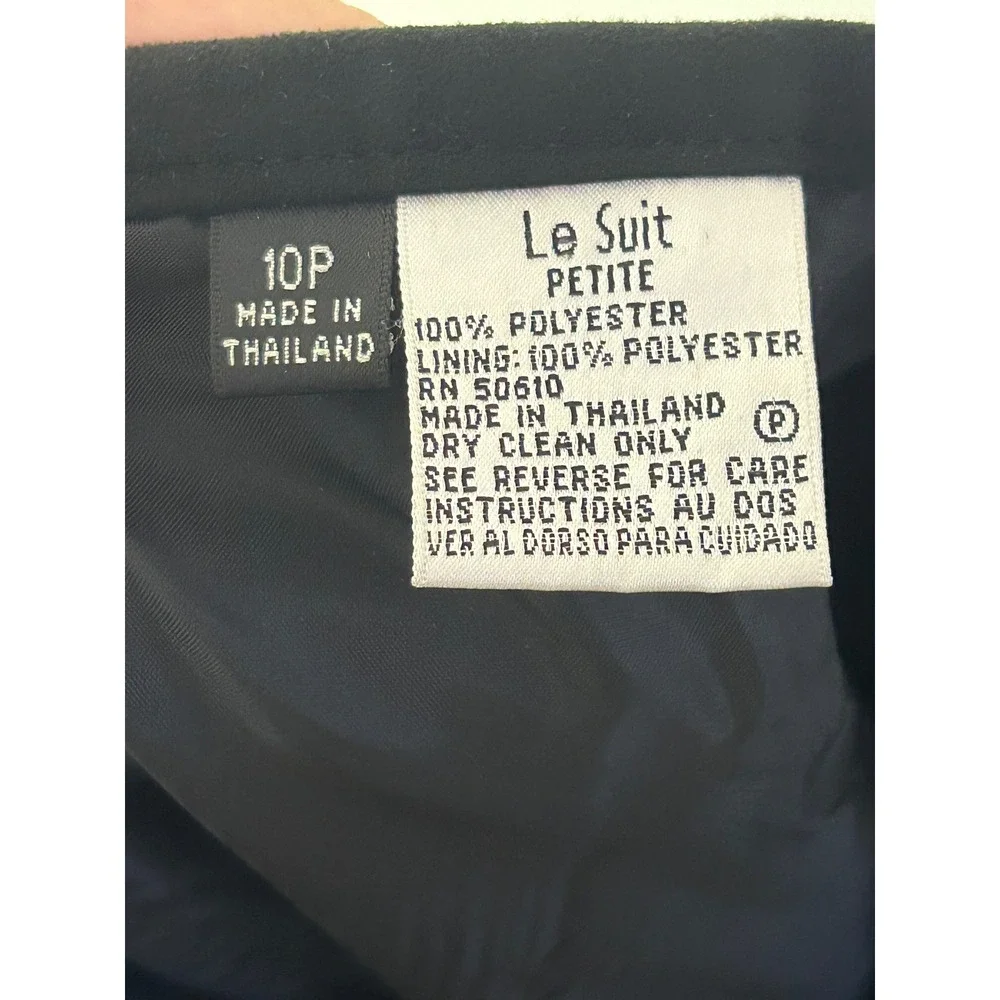 Le‎ Suit Petite Womens 10P Gray Textured Skirt Set Zip Front Blazer Professional